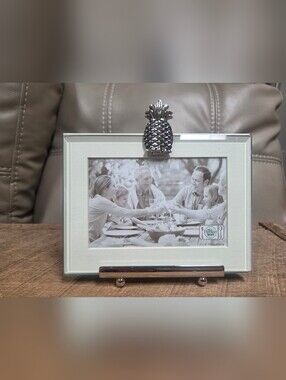 The Perfect Host Glass & Silver Photo Frame features a Silver Pineapple ~ Bin Q